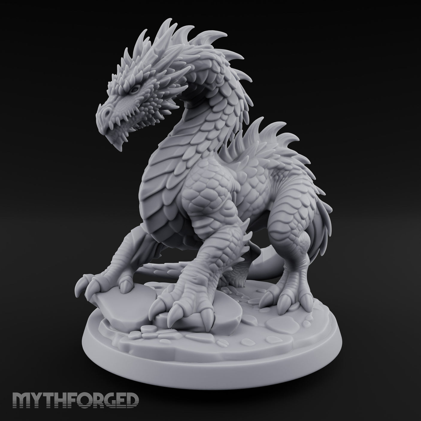 Claw Planting Head Craning Drake Hatchling Miniature for Dungeons and Dragons, Pathfinder or other TTRPGs