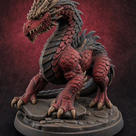 Claw Planting Head Craning Drake Hatchling Miniature for Dungeons and Dragons, Pathfinder or other TTRPGs