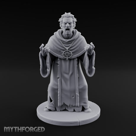 Claw Raising Mouth Screaming Human Fanatic Miniature for Dungeons and Dragons, Pathfinder or other TTRPGs