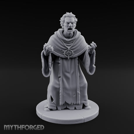 Claw Raising Mouth Screaming Human Fanatic Miniature for Dungeons and Dragons, Pathfinder or other TTRPGs