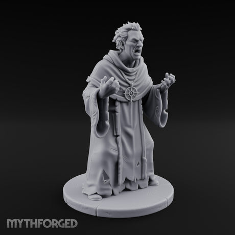 Claw Raising Mouth Screaming Human Fanatic Miniature for Dungeons and Dragons, Pathfinder or other TTRPGs