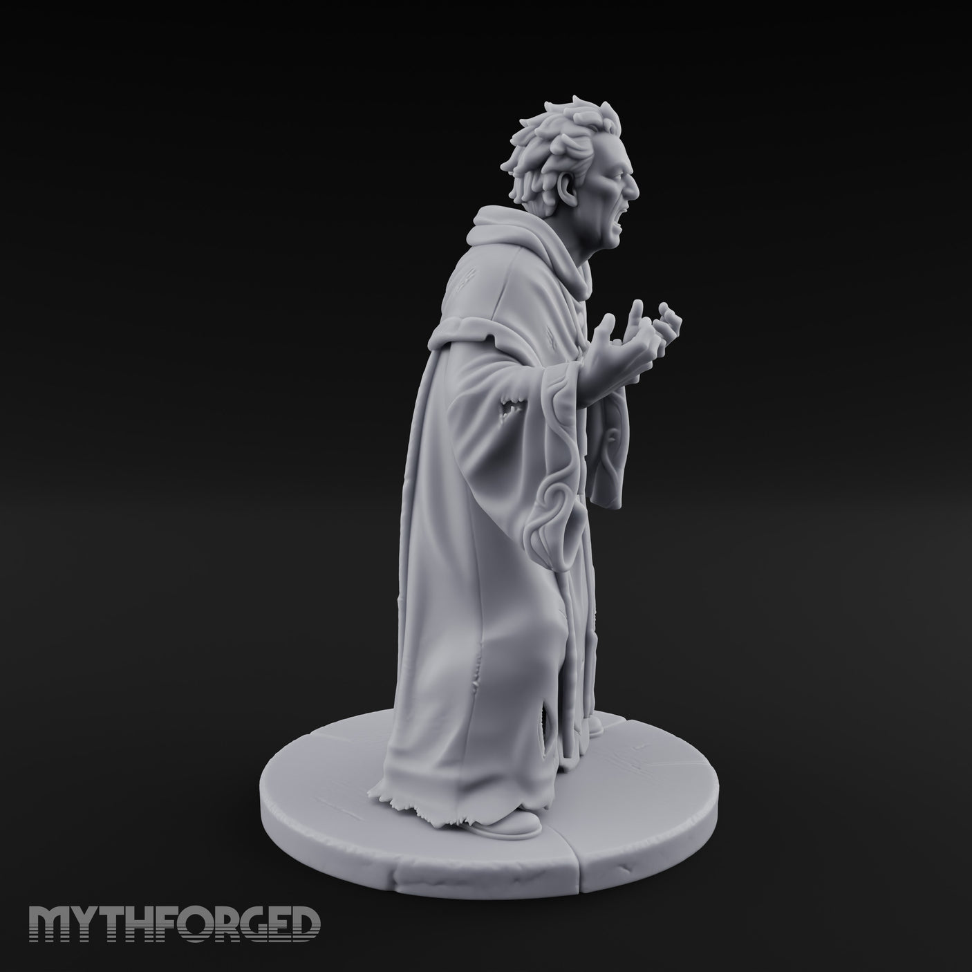 Claw Raising Mouth Screaming Human Fanatic Miniature for Dungeons and Dragons, Pathfinder or other TTRPGs