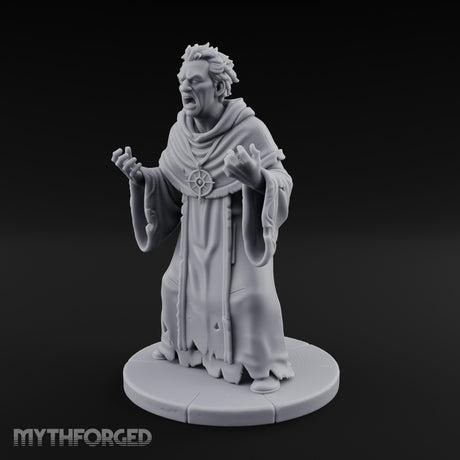 Claw Raising Mouth Screaming Human Fanatic Miniature for Dungeons and Dragons, Pathfinder or other TTRPGs
