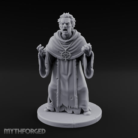 Claw Raising Mouth Screaming Human Fanatic Miniature for Dungeons and Dragons, Pathfinder or other TTRPGs