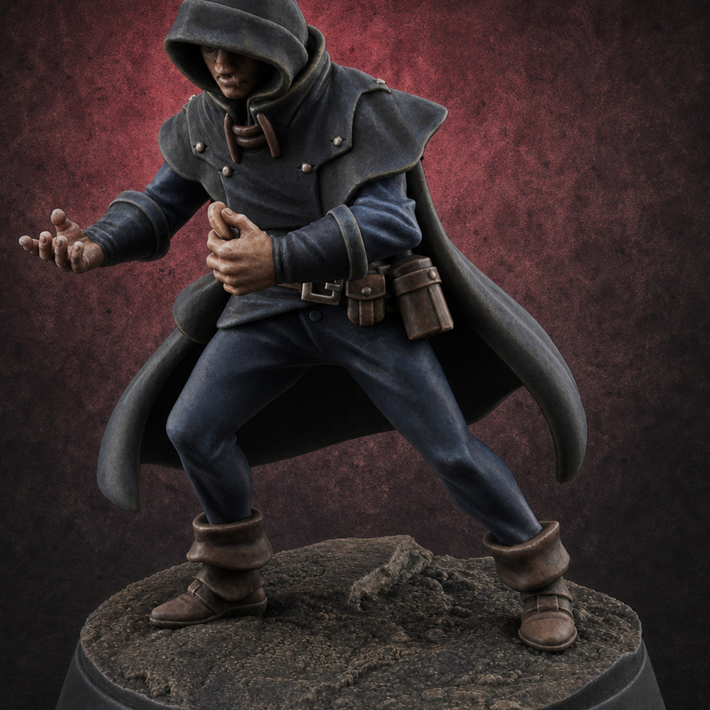 Claw Reaching Crouching Human Rogue — painted concept preview (miniature supplied unpainted)