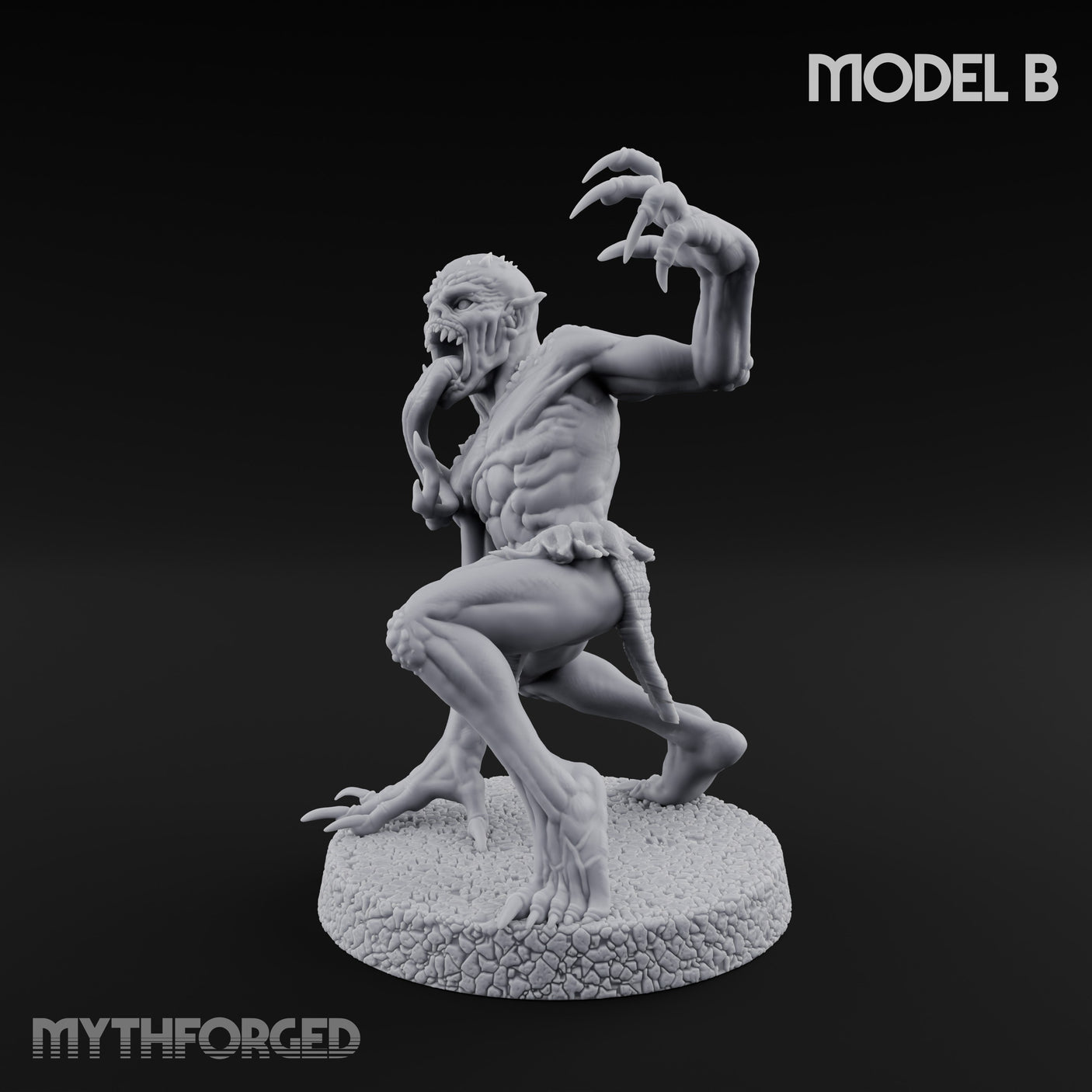 Clawing Ravenously Ghoul B Miniature for Dungeons and Dragons, Pathfinder or other TTRPGs