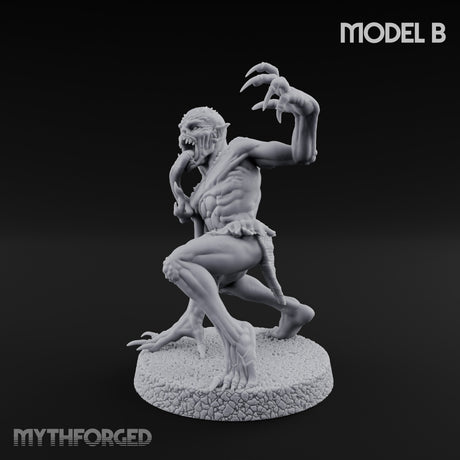 Clawing Ravenously Ghoul B Miniature for Dungeons and Dragons, Pathfinder or other TTRPGs