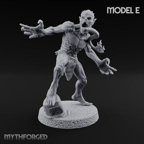 Clawing Ravenously Ghoul E Miniature for Dungeons and Dragons, Pathfinder or other TTRPGs