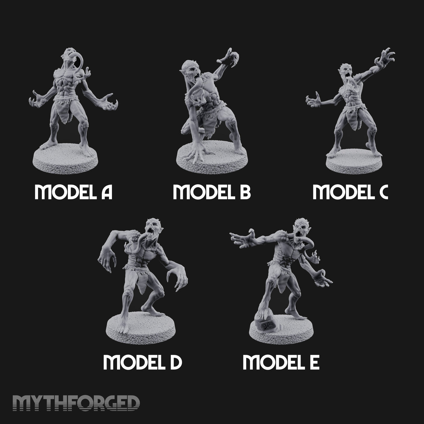 Clawing Ravenously Ghoul Pack Miniature for Dungeons and Dragons, Pathfinder or other TTRPGs