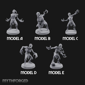 Clawing Ravenously Ghoul Pack Miniature for Dungeons and Dragons, Pathfinder or other TTRPGs