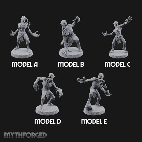 Clawing Ravenously Ghoul Pack Miniature for Dungeons and Dragons, Pathfinder or other TTRPGs