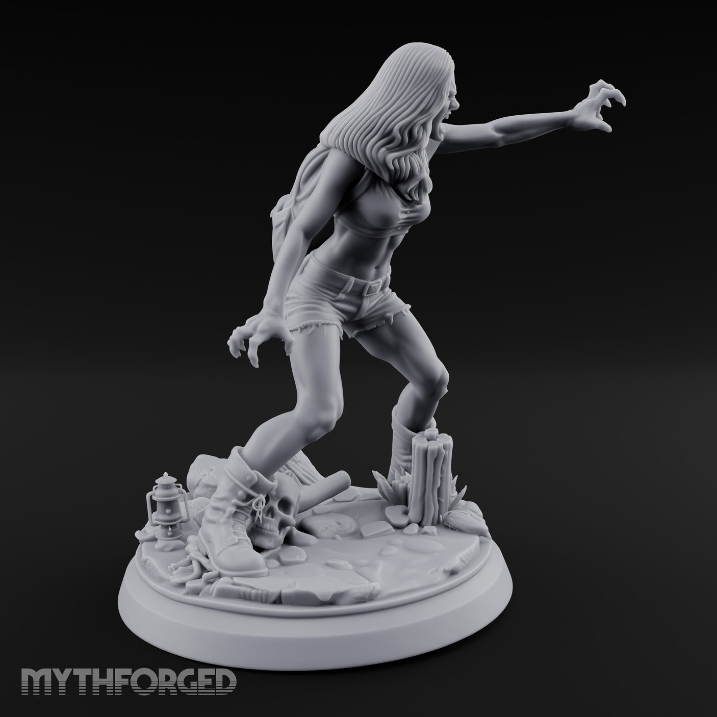 Clawing Screaming Zombie Survivor Miniature for Dungeons and Dragons, Pathfinder or other TTRPGs