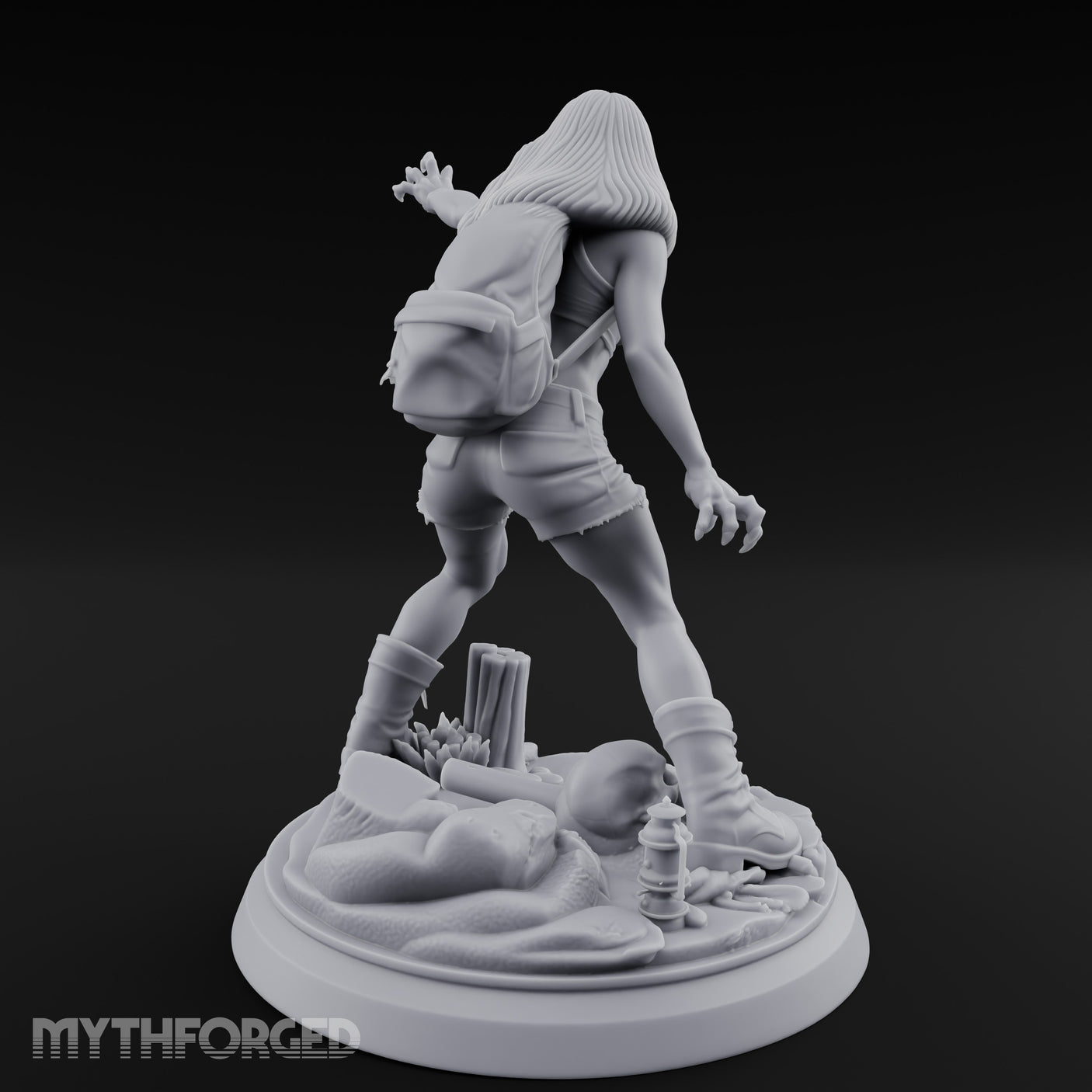 Clawing Screaming Zombie Survivor Miniature for Dungeons and Dragons, Pathfinder or other TTRPGs