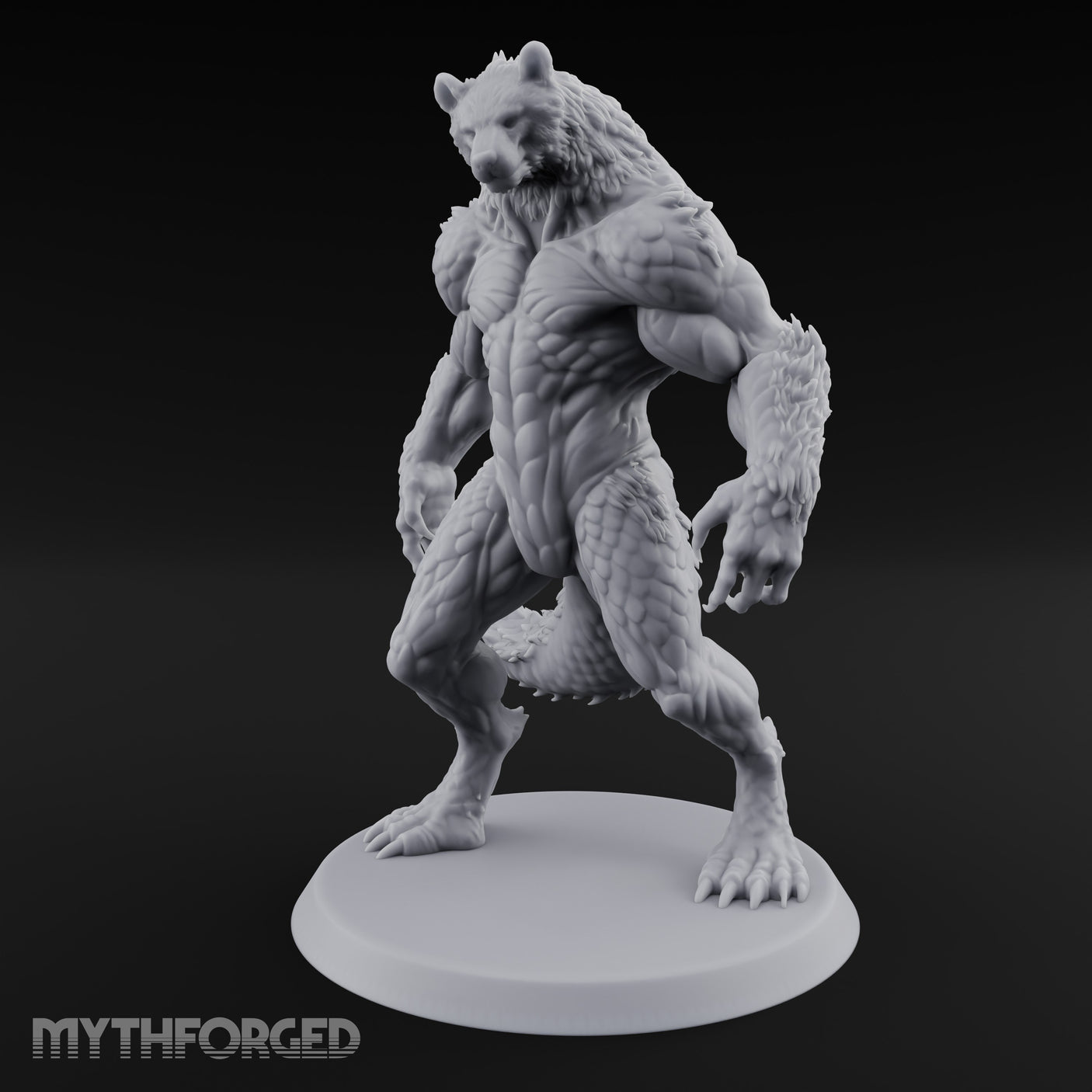 Claws Splayed Looming Werebear Abomination Miniature for Dungeons and Dragons, Pathfinder or other TTRPGs