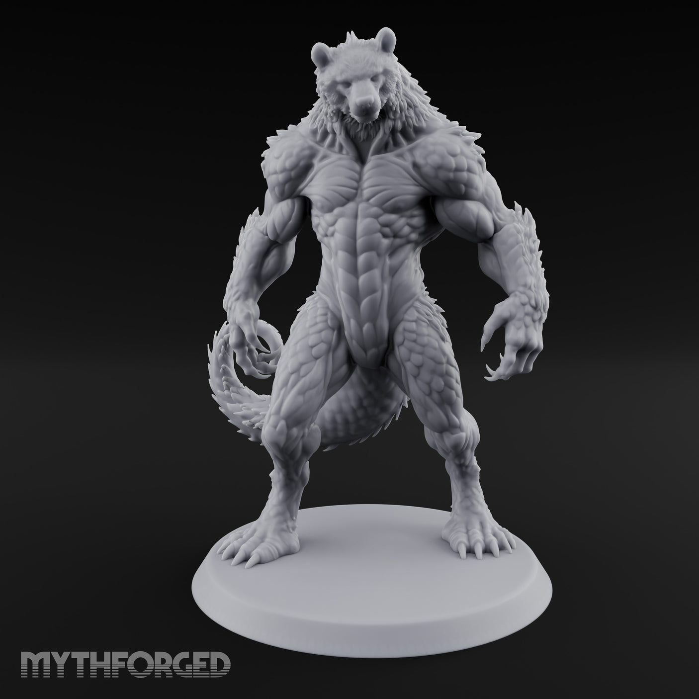 Claws Splayed Looming Werebear Abomination Miniature for Dungeons and Dragons, Pathfinder or other TTRPGs