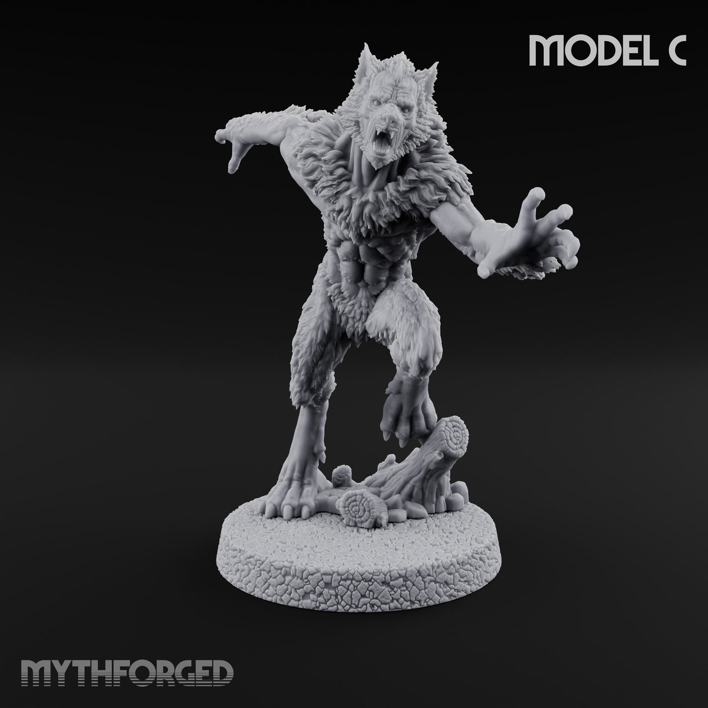 Claws Swiping Werewolf C Miniature for Dungeons and Dragons, Pathfinder or other TTRPGs