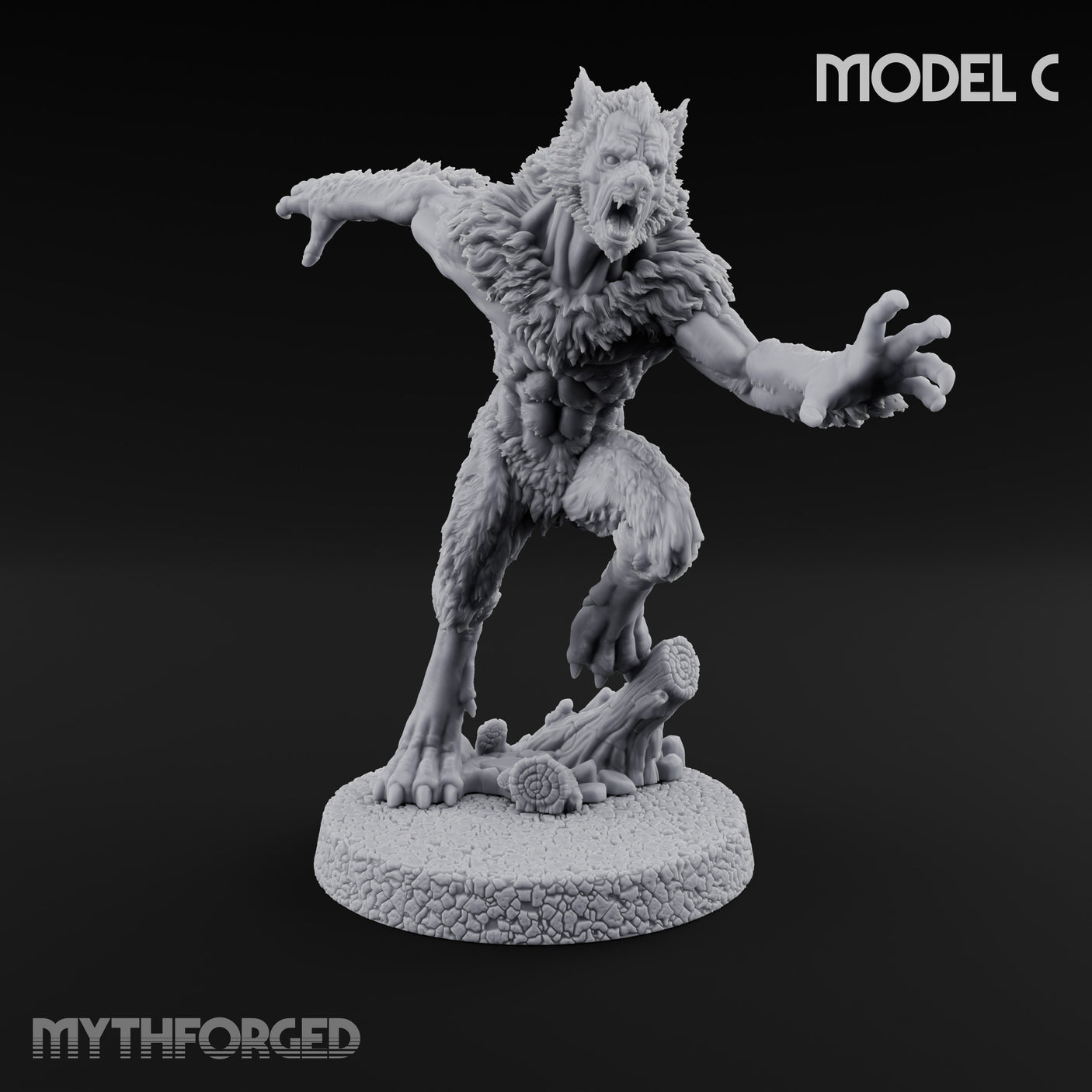 Claws Swiping Werewolf C Miniature for Dungeons and Dragons, Pathfinder or other TTRPGs