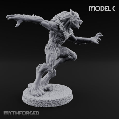 Claws Swiping Werewolf C Miniature for Dungeons and Dragons, Pathfinder or other TTRPGs