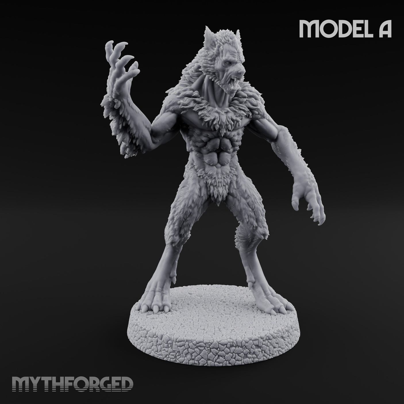 Claws Swiping Werewolf Pack Miniature for Dungeons and Dragons, Pathfinder or other TTRPGs