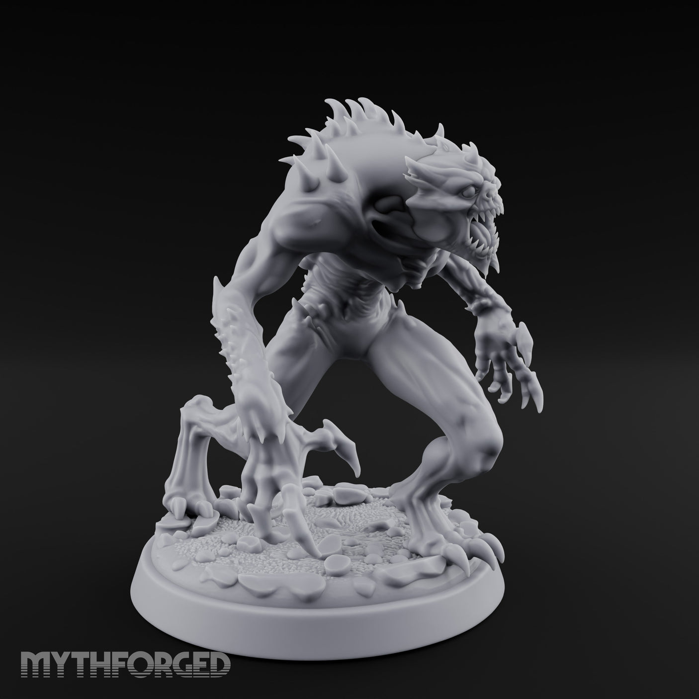 Claws Wide Snarling Zombie Hunter Miniature for Dungeons and Dragons, Pathfinder or other TTRPGs