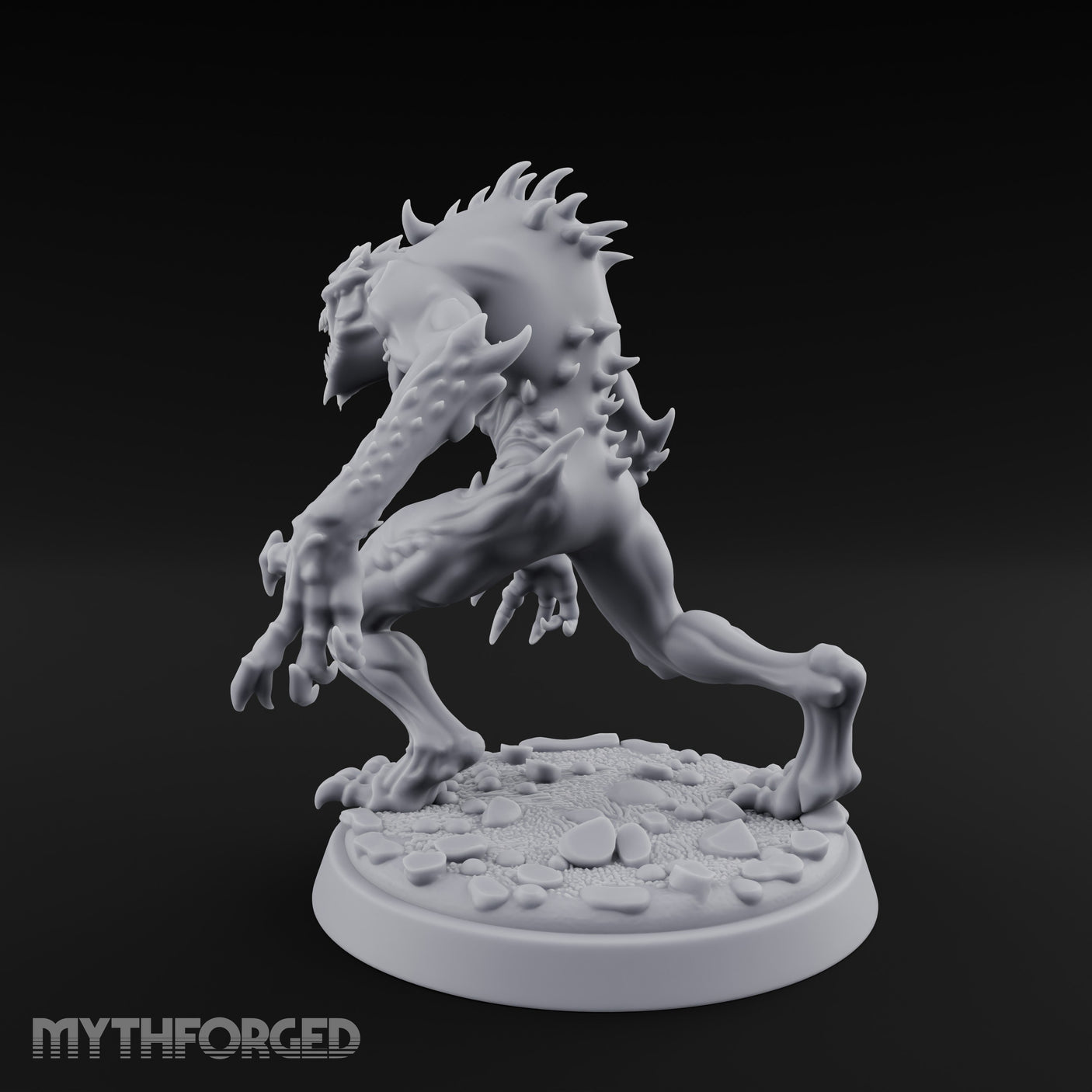 Claws Wide Snarling Zombie Hunter Miniature for Dungeons and Dragons, Pathfinder or other TTRPGs