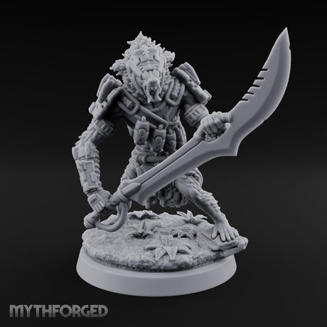 Cleaver Dragging Vesk Shock Trooper Miniature for Dungeons and Dragons, Pathfinder or other TTRPGs
