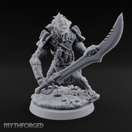Cleaver Dragging Vesk Shock Trooper Miniature for Dungeons and Dragons, Pathfinder or other TTRPGs