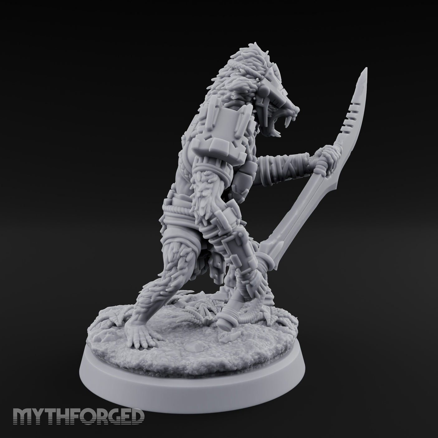 Cleaver Dragging Vesk Shock Trooper Miniature for Dungeons and Dragons, Pathfinder or other TTRPGs