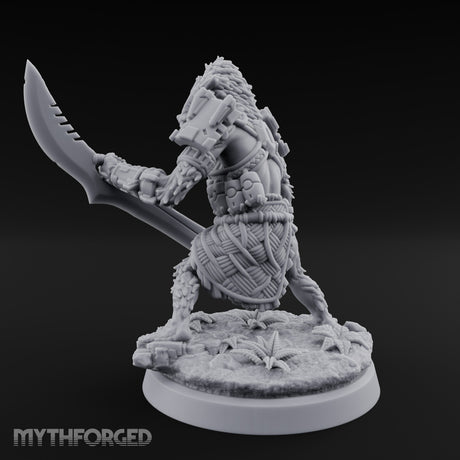 Cleaver Dragging Vesk Shock Trooper Miniature for Dungeons and Dragons, Pathfinder or other TTRPGs