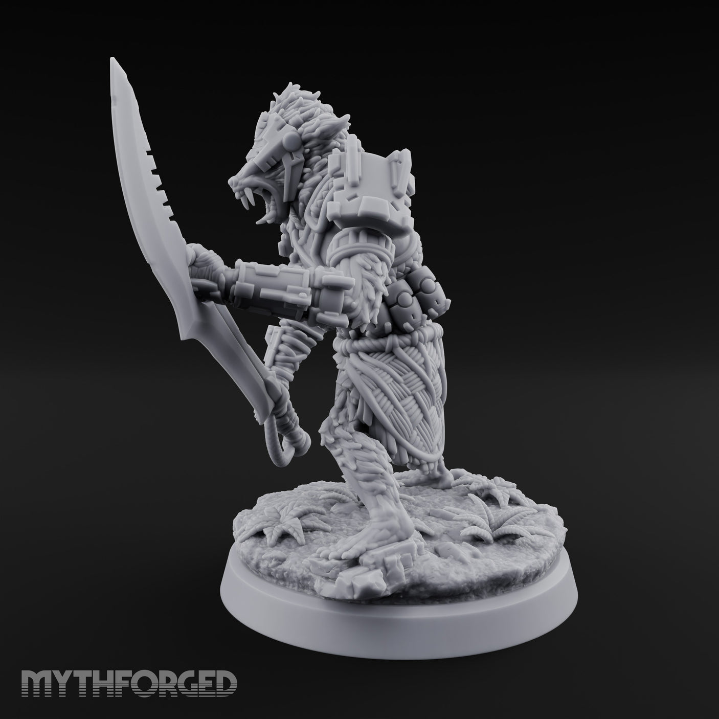 Cleaver Dragging Vesk Shock Trooper Miniature for Dungeons and Dragons, Pathfinder or other TTRPGs