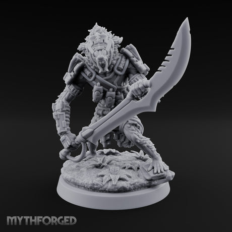 Cleaver Dragging Vesk Shock Trooper Miniature for Dungeons and Dragons, Pathfinder or other TTRPGs