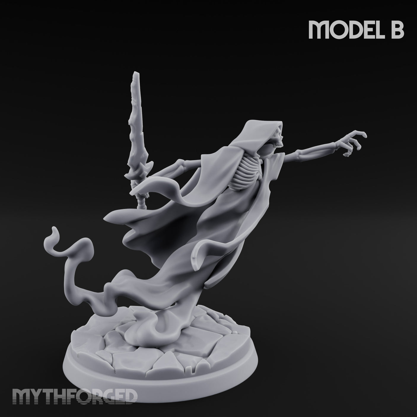 Cloak Billowing Blade Slashing Wraith Reaper B Miniature for Dungeons and Dragons, Pathfinder or other TTRPGs