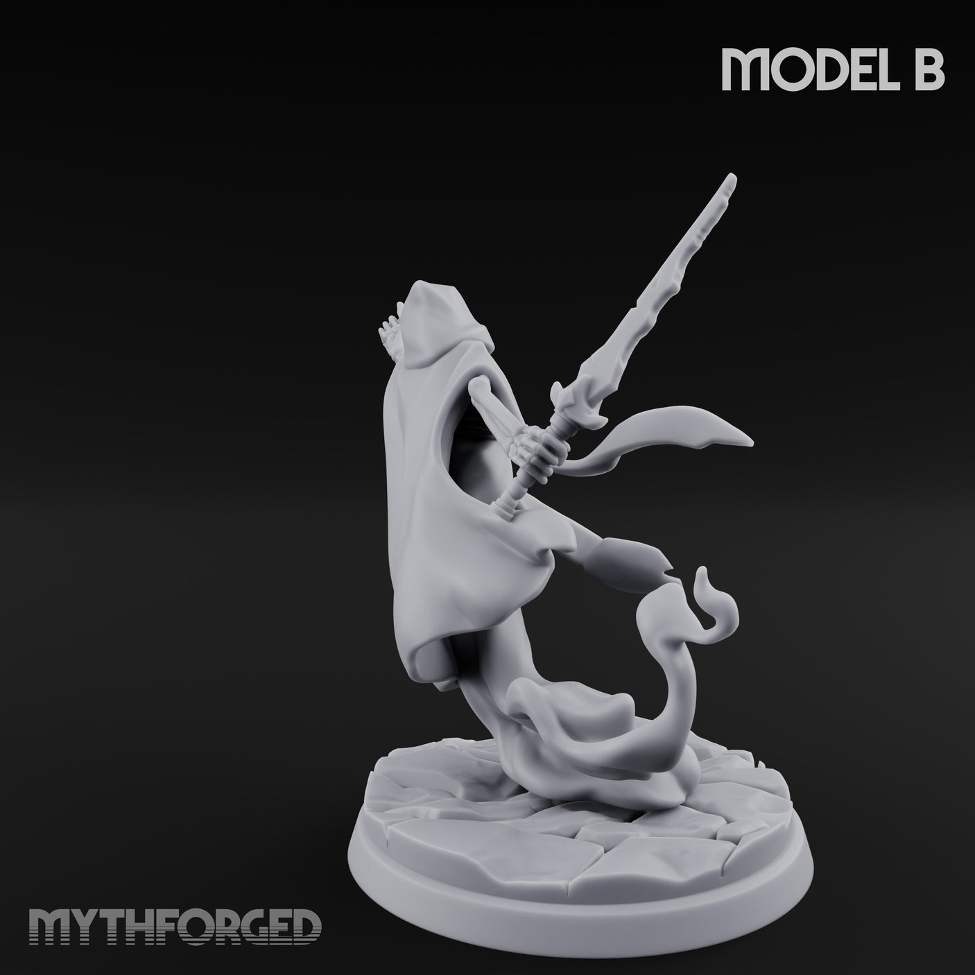 Cloak Billowing Blade Slashing Wraith Reaper B Miniature for Dungeons and Dragons, Pathfinder or other TTRPGs
