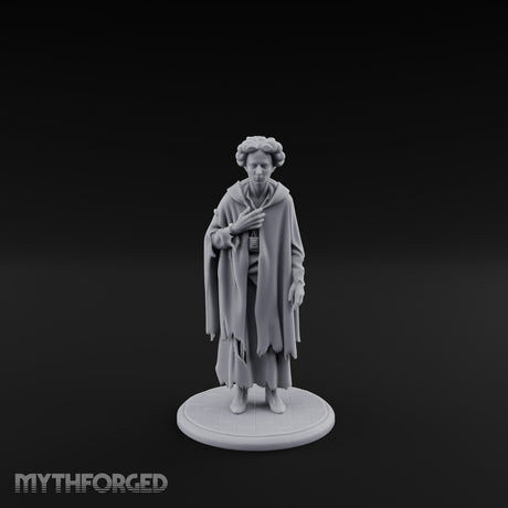 Cloak Clutching Human Peasant Miniature for Dungeons and Dragons, Pathfinder or other TTRPGs
