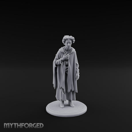 Cloak Clutching Human Peasant Miniature for Dungeons and Dragons, Pathfinder or other TTRPGs