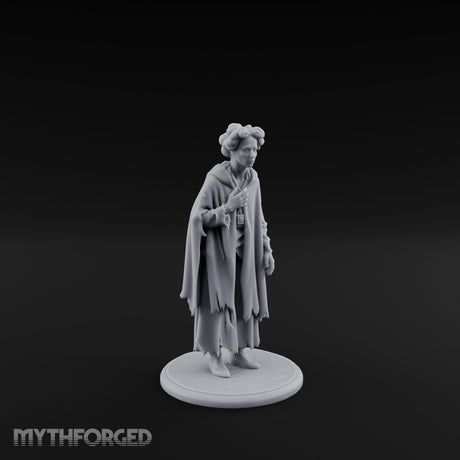Cloak Clutching Human Peasant Miniature for Dungeons and Dragons, Pathfinder or other TTRPGs