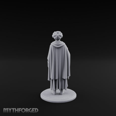 Cloak Clutching Human Peasant Miniature for Dungeons and Dragons, Pathfinder or other TTRPGs