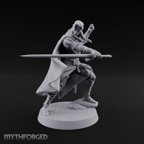Cloak Sweeping Long Blade Human Warlock Miniature for Dungeons and Dragons, Pathfinder or other TTRPGs