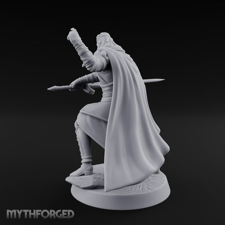 Cloak Sweeping Long Blade Human Warlock Miniature for Dungeons and Dragons, Pathfinder or other TTRPGs
