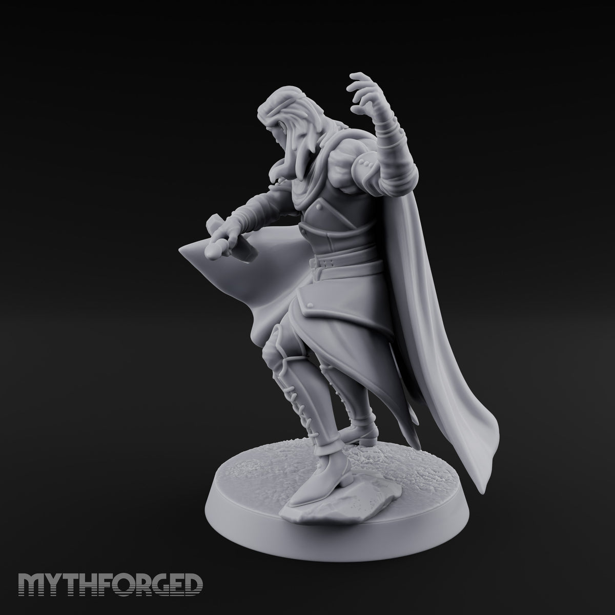 Cloak Sweeping Long Blade Human Warlock Miniature for Dungeons and Dragons, Pathfinder or other TTRPGs