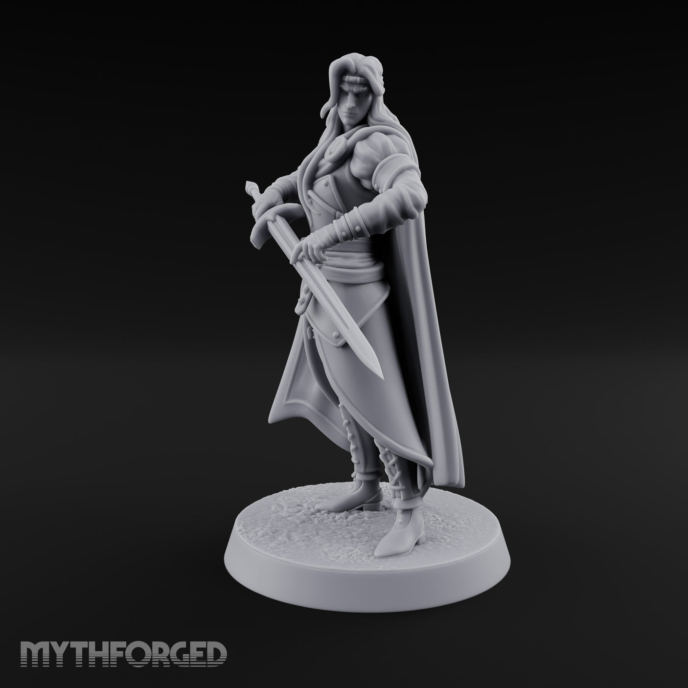 Cloak Sweeping Long Blade Human Warlock Miniature for Dungeons and Dragons, Pathfinder or other TTRPGs
