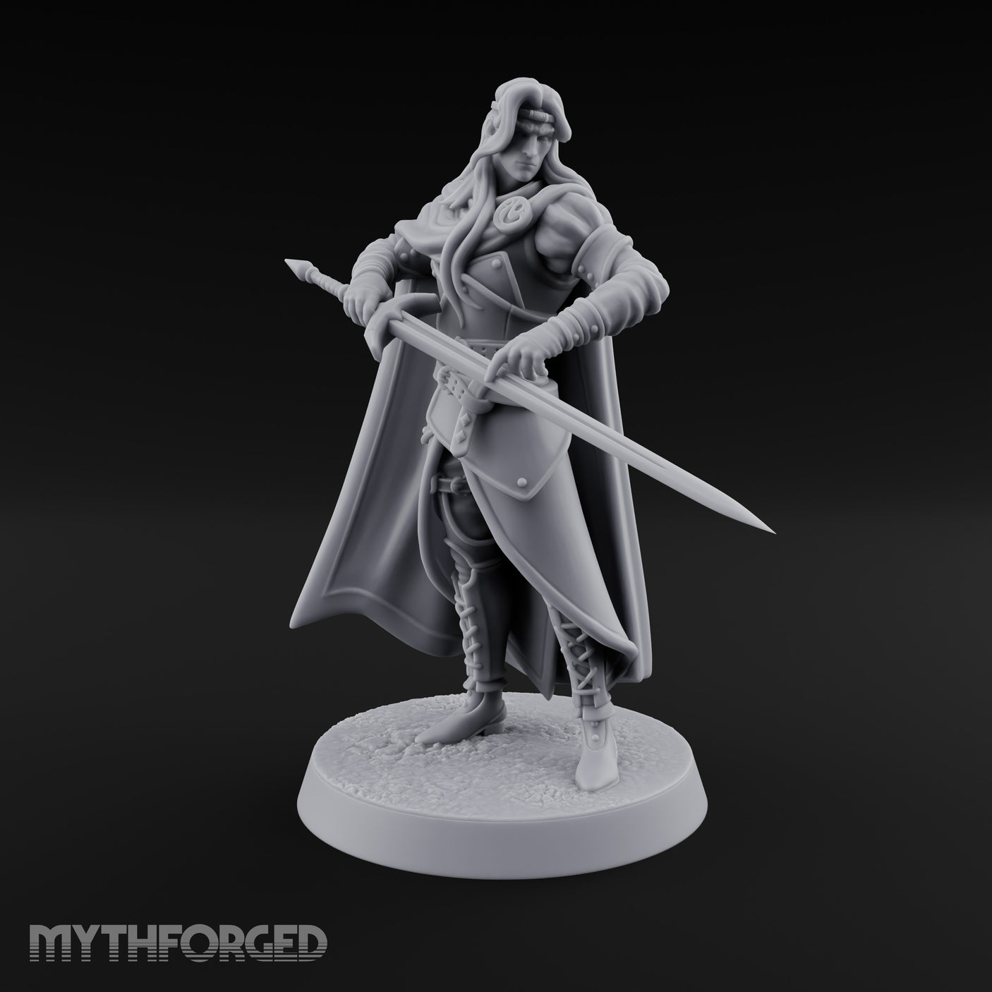 Cloak Sweeping Long Blade Human Warlock Miniature for Dungeons and Dragons, Pathfinder or other TTRPGs