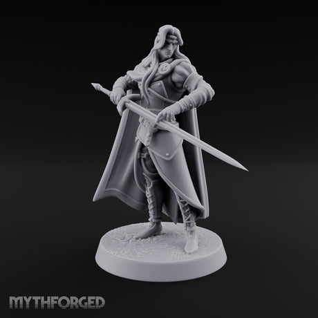 Cloak Sweeping Long Blade Human Warlock Miniature for Dungeons and Dragons, Pathfinder or other TTRPGs