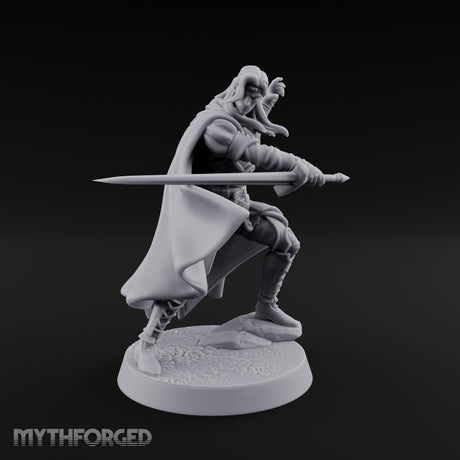 Cloak Sweeping Long Blade Human Warlock Miniature for Dungeons and Dragons, Pathfinder or other TTRPGs
