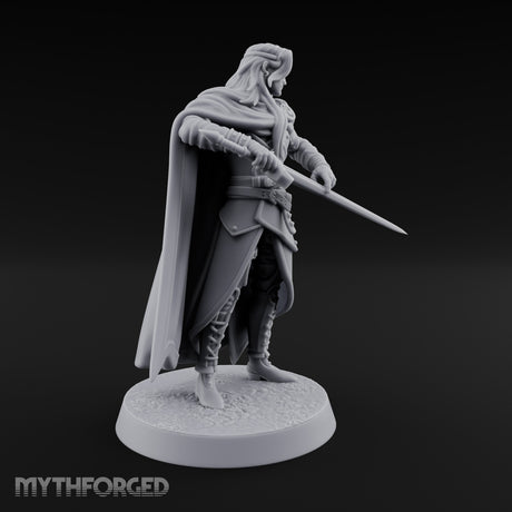 Cloak Sweeping Long Blade Human Warlock Miniature for Dungeons and Dragons, Pathfinder or other TTRPGs