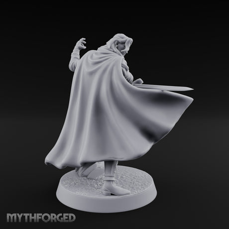 Cloak Sweeping Long Blade Human Warlock Miniature for Dungeons and Dragons, Pathfinder or other TTRPGs
