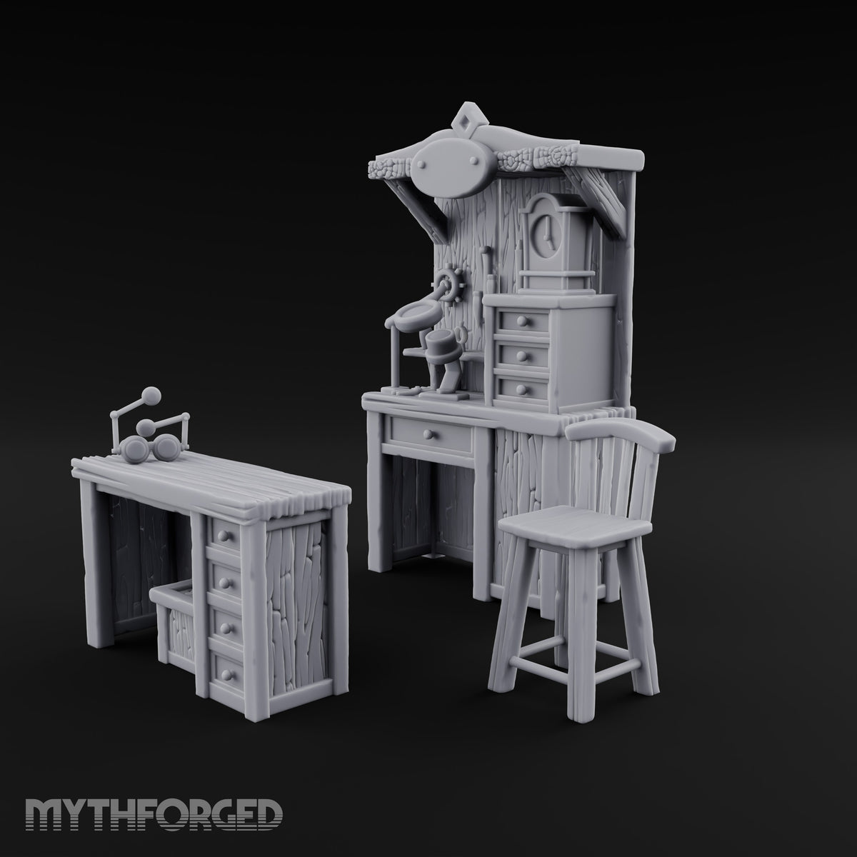 Goggles Off, Gears On Wooden Clockmaker Workbench Set