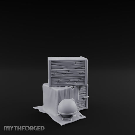 Cloth-Draped Nail-Studded Workshop Crate Stack Miniature for Dungeons and Dragons, Pathfinder or other TTRPGs