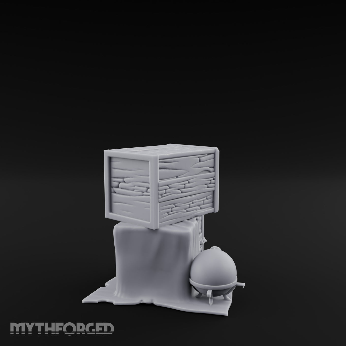 Cloth-Draped Nail-Studded Workshop Crate Stack Miniature for Dungeons and Dragons, Pathfinder or other TTRPGs