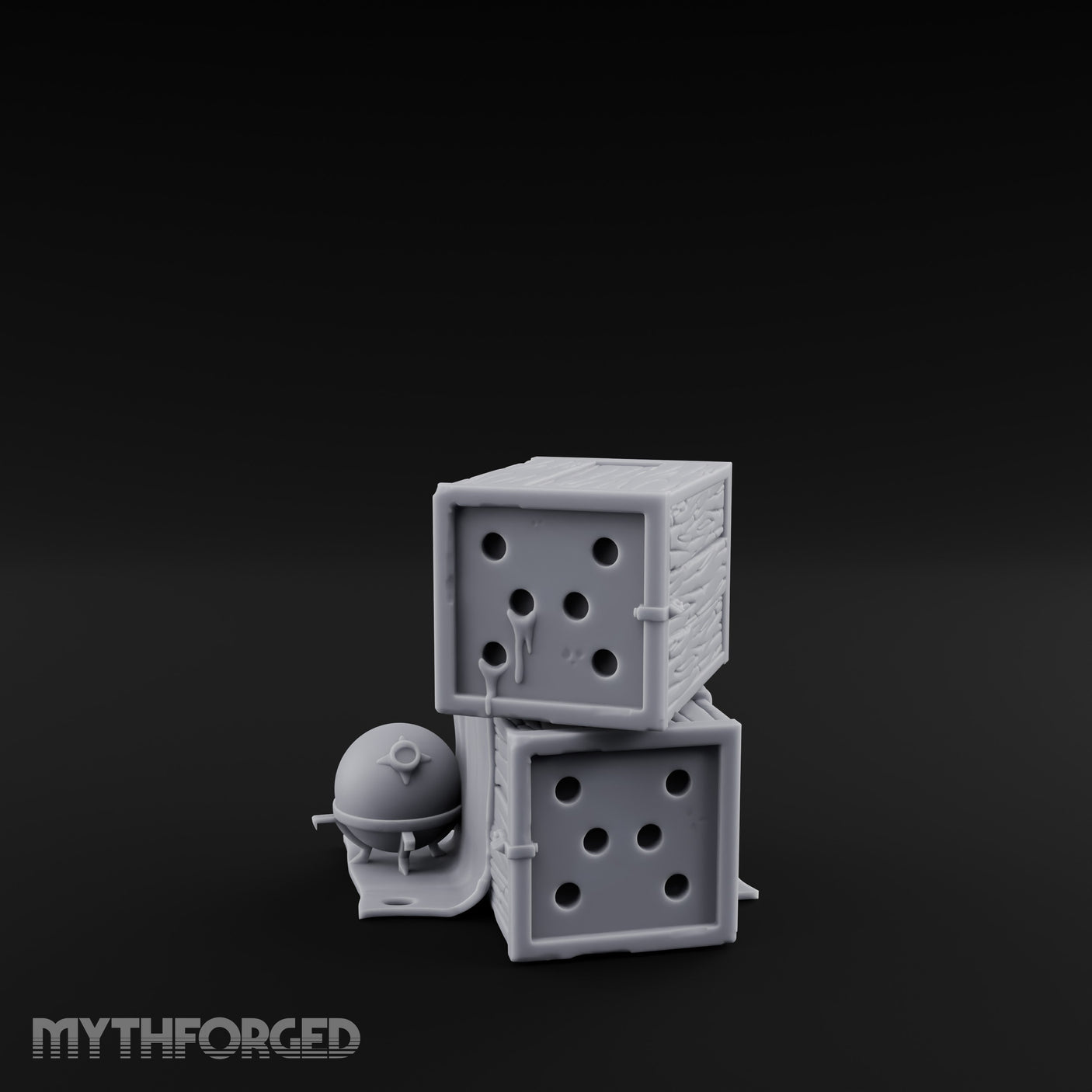 Cloth-Draped Nail-Studded Workshop Crate Stack Miniature for Dungeons and Dragons, Pathfinder or other TTRPGs